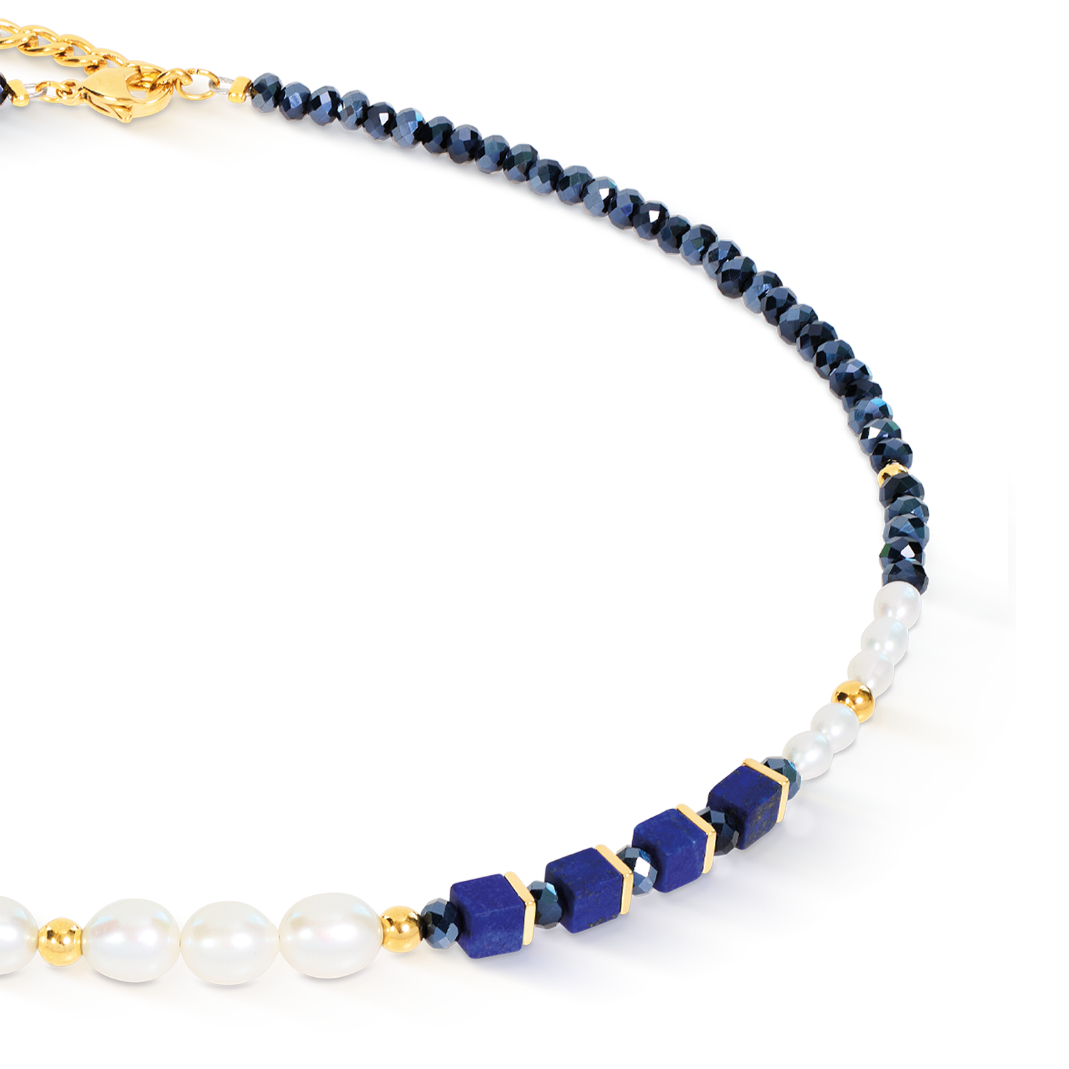 Collier Cosmic Pearls Midnight doré