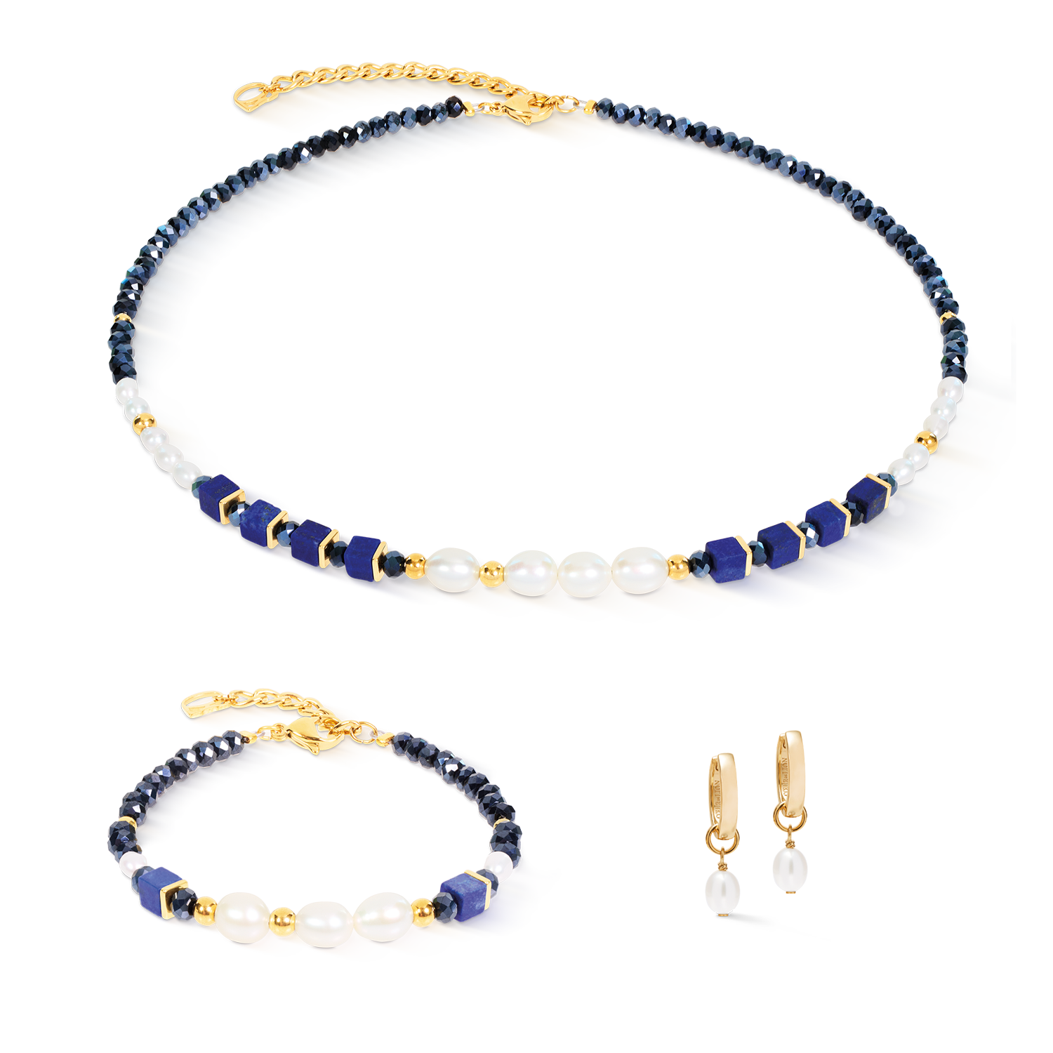 Collier Cosmic Pearls Midnight doré