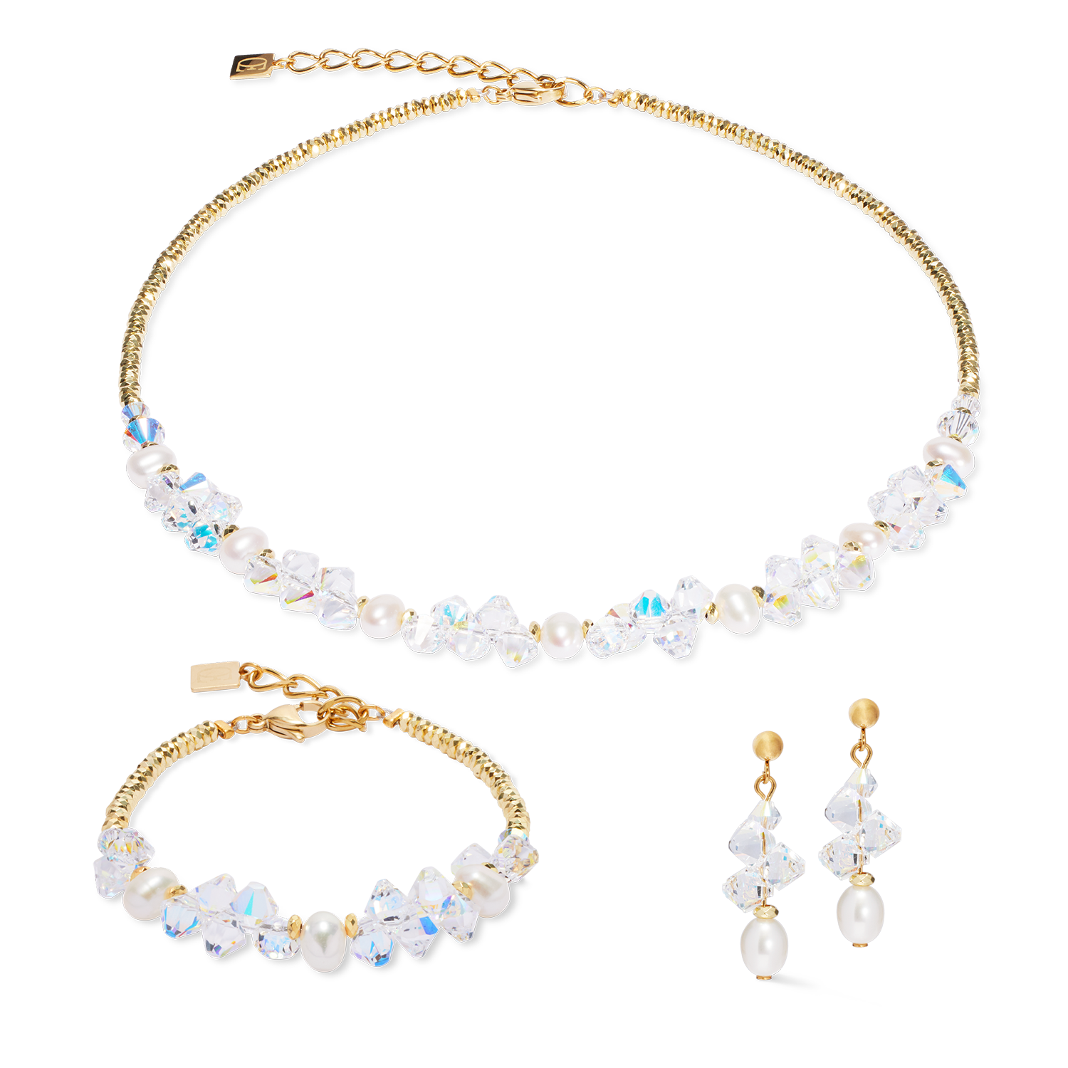 Collier Dancing Crystals & Pearls or