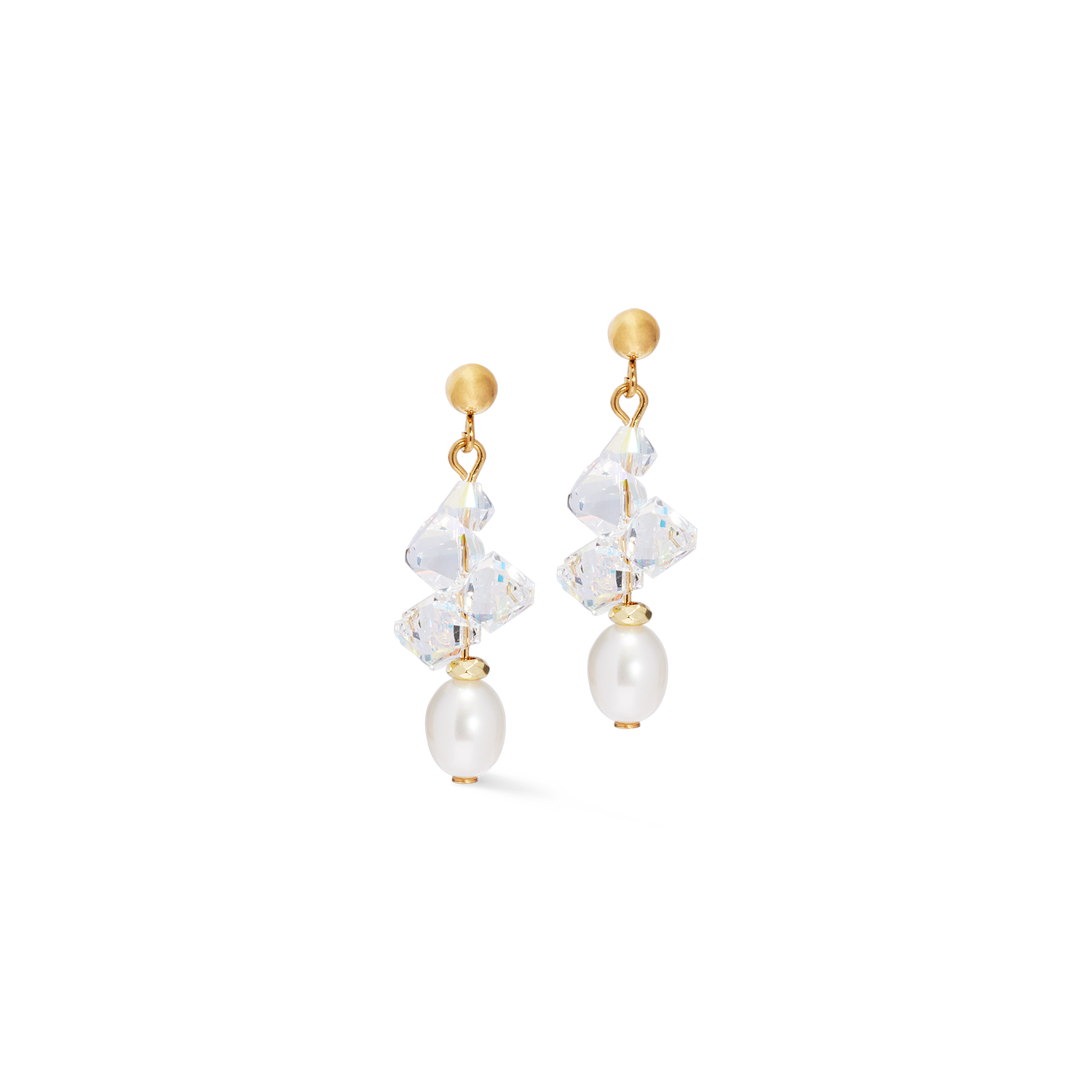 Boucles d'oreilles Dancing Crystals & Pearls or