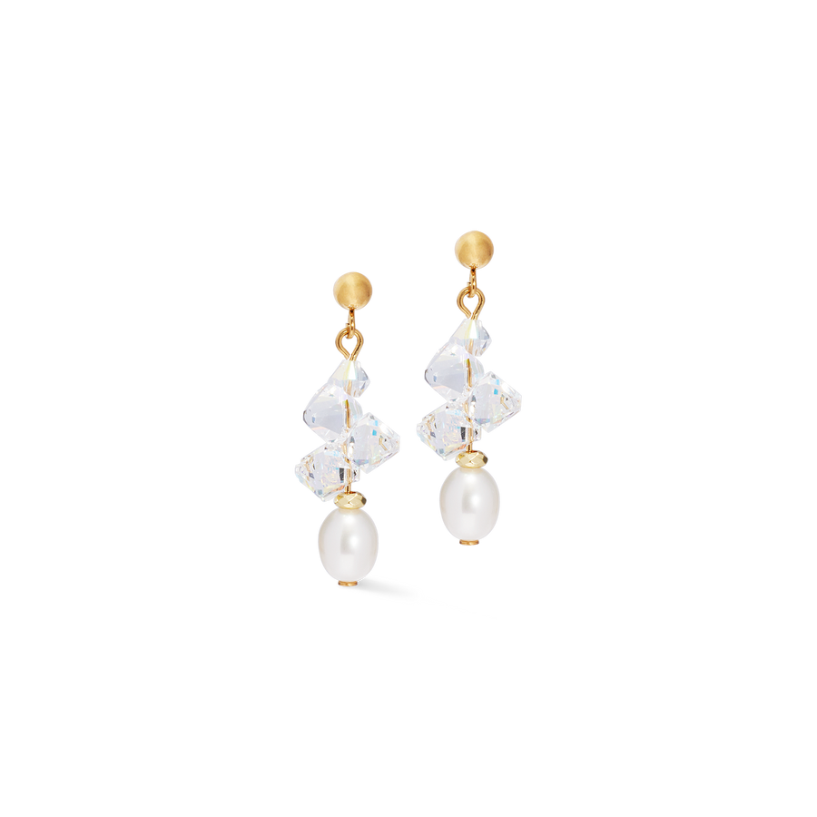 Boucles d'oreilles Dancing Crystals & Pearls or