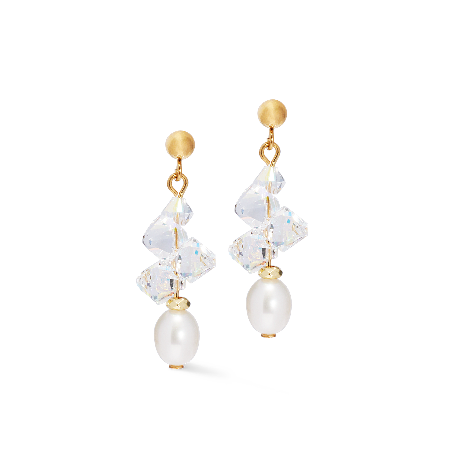 Boucles d'oreilles Dancing Crystals & Pearls or