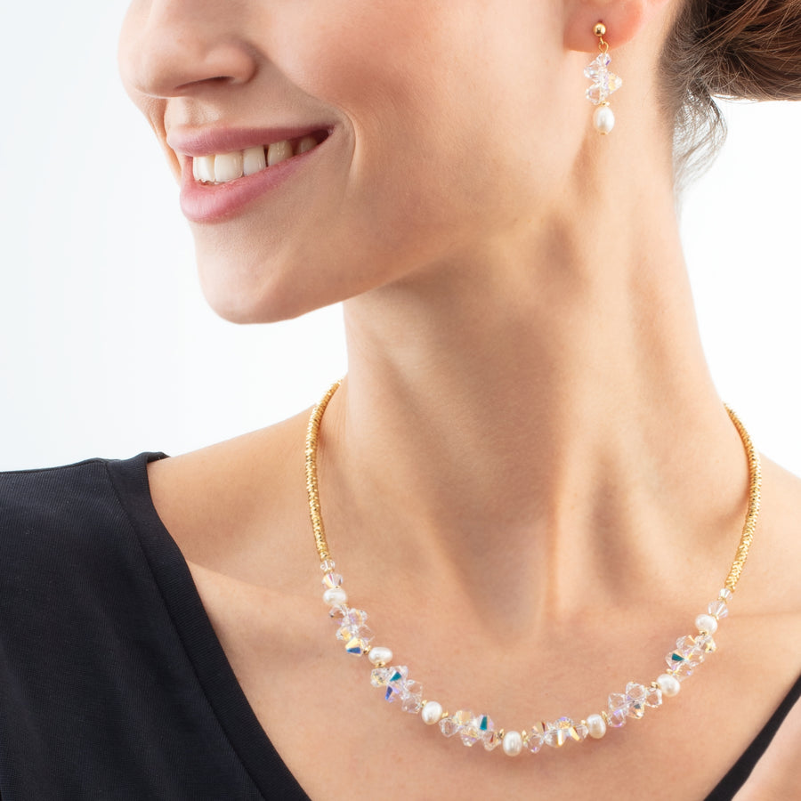 Boucles d'oreilles Dancing Crystals & Pearls or