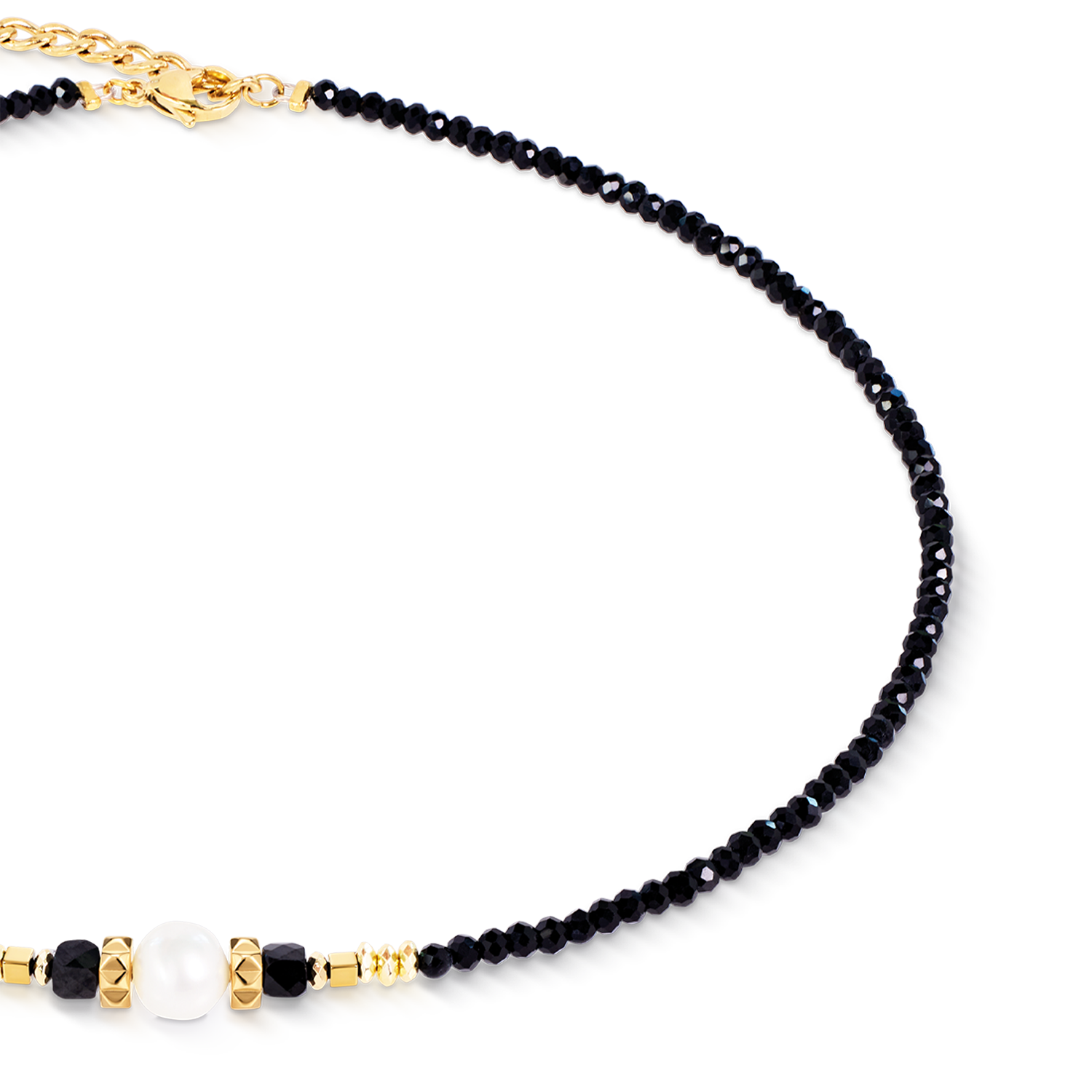 Collier Astoria Noir Pearl doré