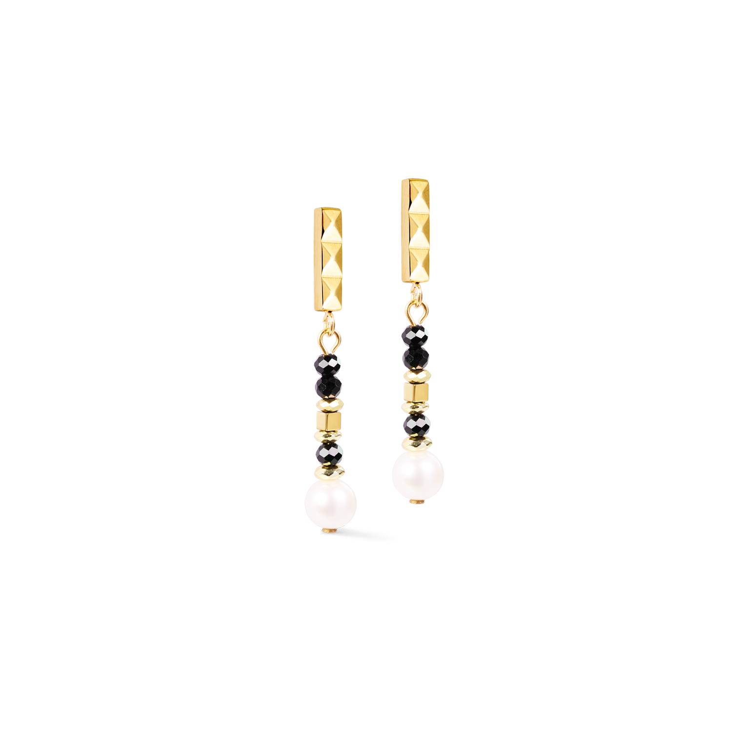 Boucles d'oreilles Astoria Noir Pearl doré