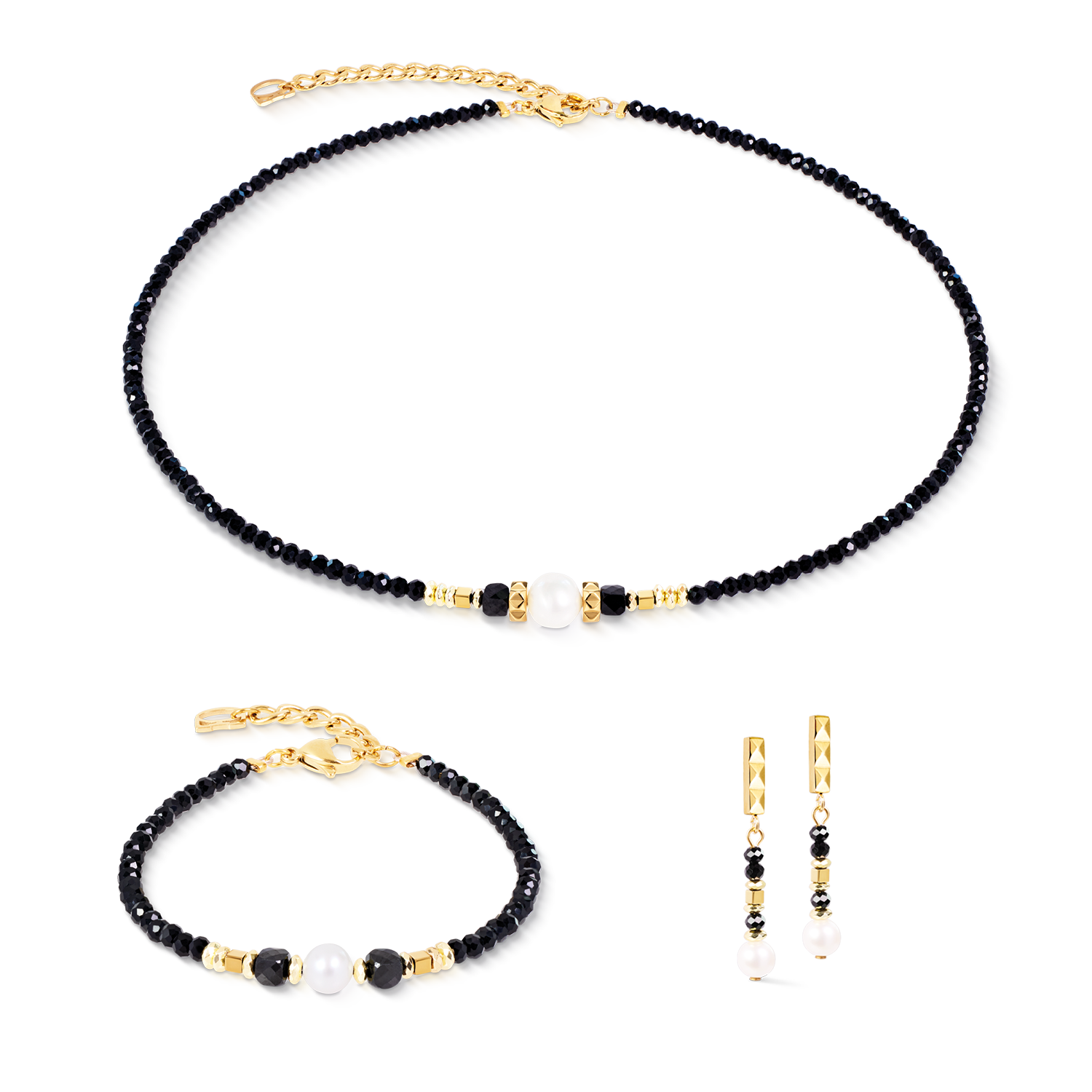 Boucles d'oreilles Astoria Noir Pearl doré