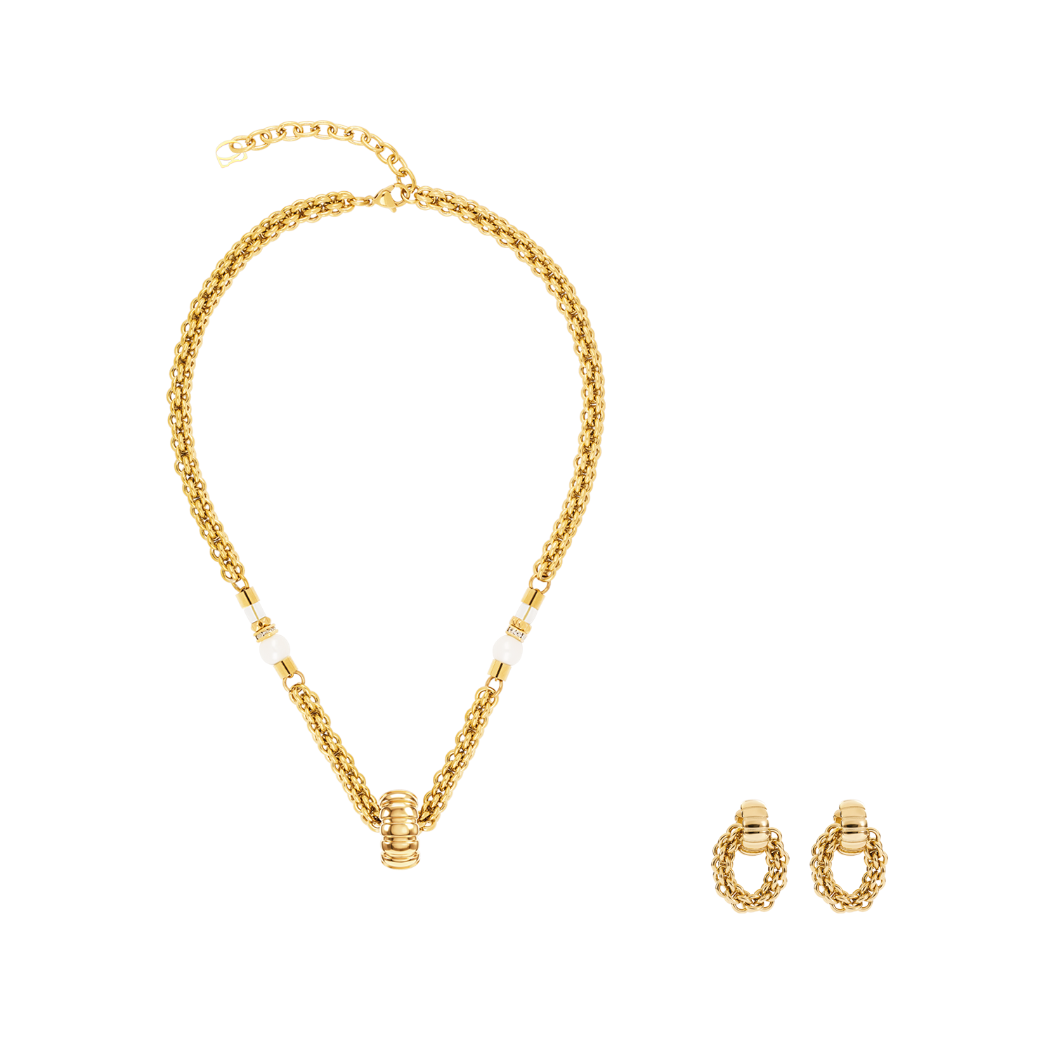 Créoles Structure avec pendentif chaîne dorées
