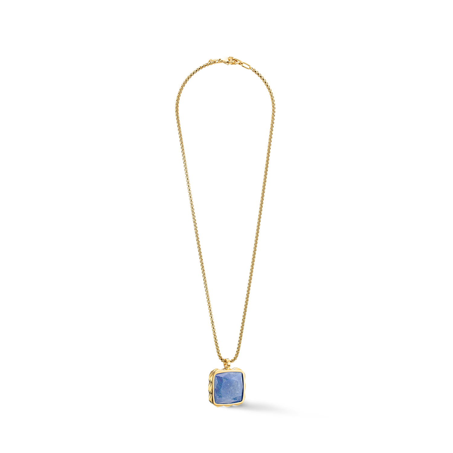 Collier Amulette Spikes Square Aventurine or-bleu