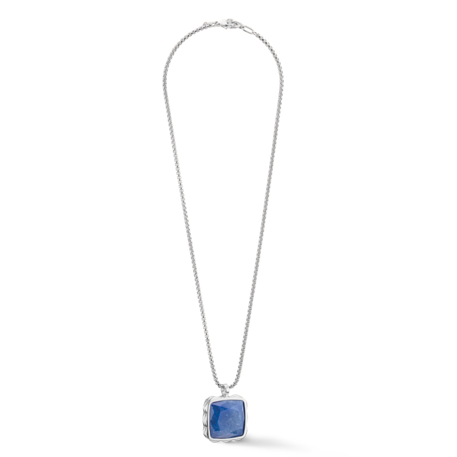 Collier Amulette Spikes Square Aventurine argent-bleu