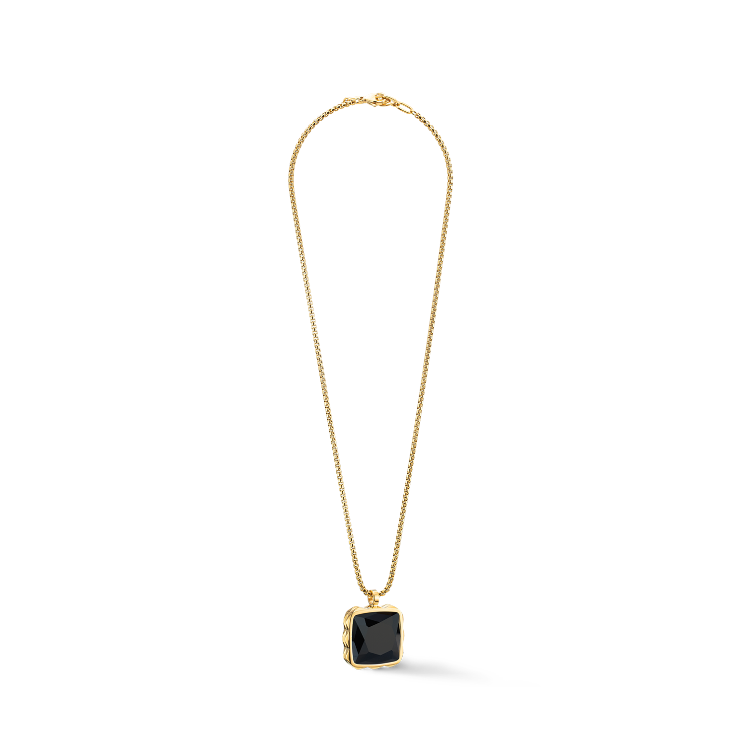 Collier Amulette Spikes Square Onyx or-noir