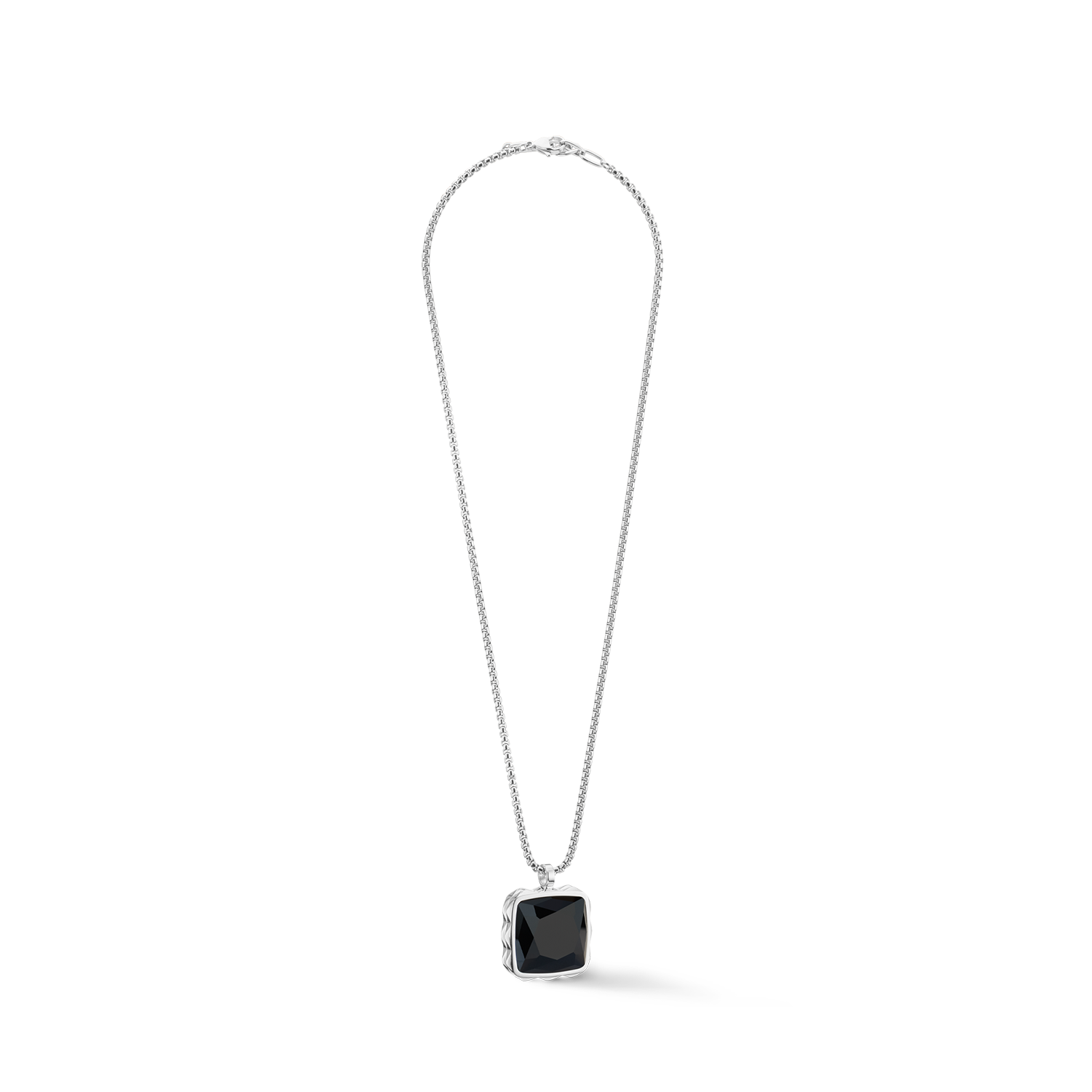Collier Amulette Spikes Square Onyx argent-noir