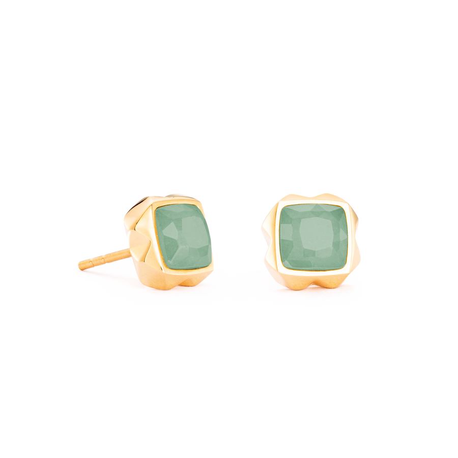 Boucles d'oreilles Spikes Square Aventurine or-vert