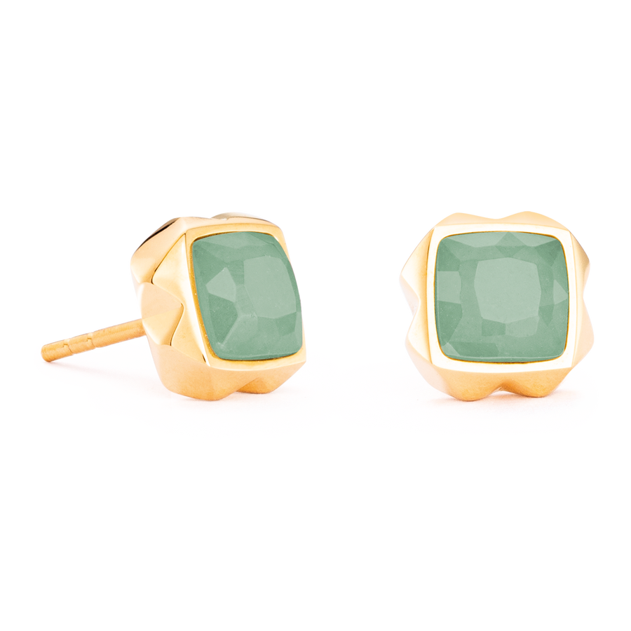 Boucles d'oreilles Spikes Square Aventurine or-vert