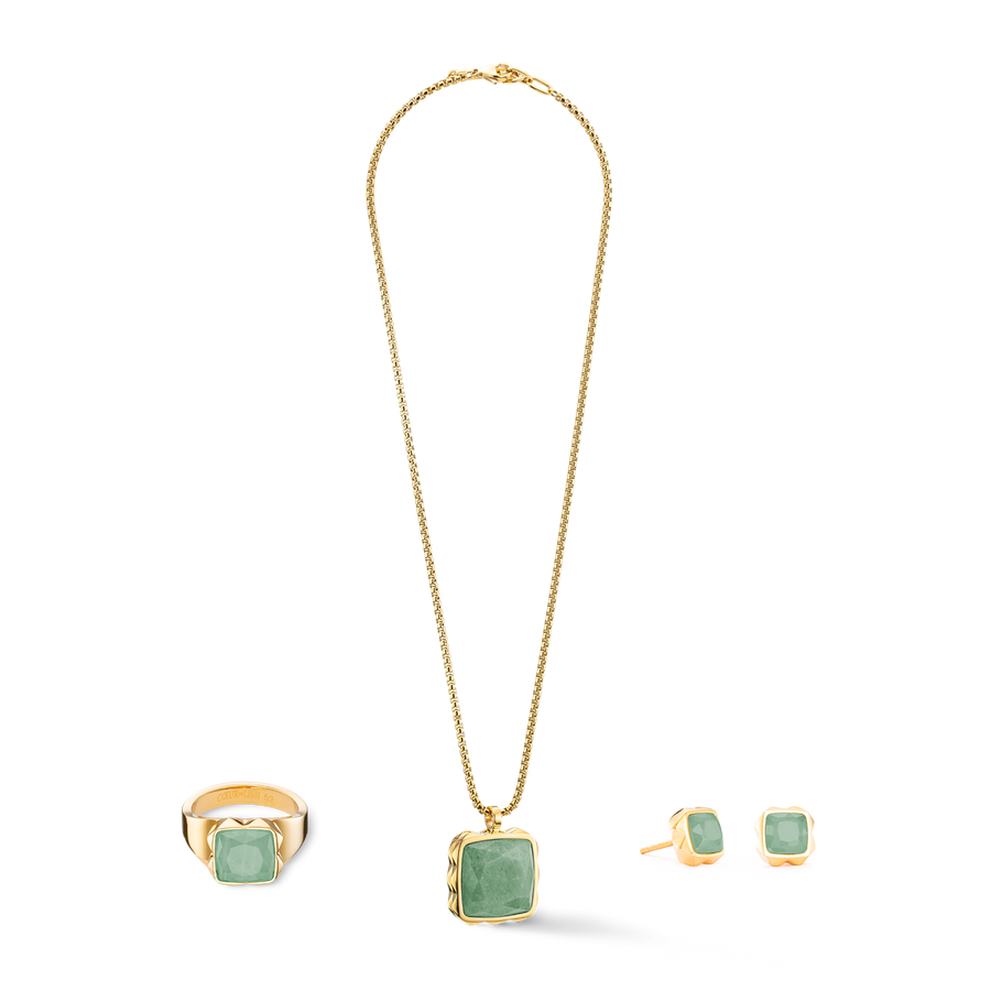 Boucles d'oreilles Spikes Square Aventurine or-vert