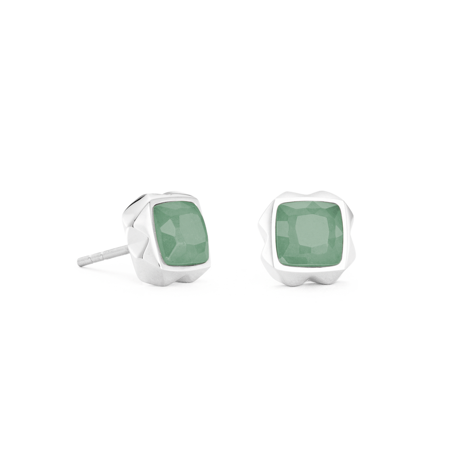 Boucles d'oreilles Spikes Square Aventurine argent-vert