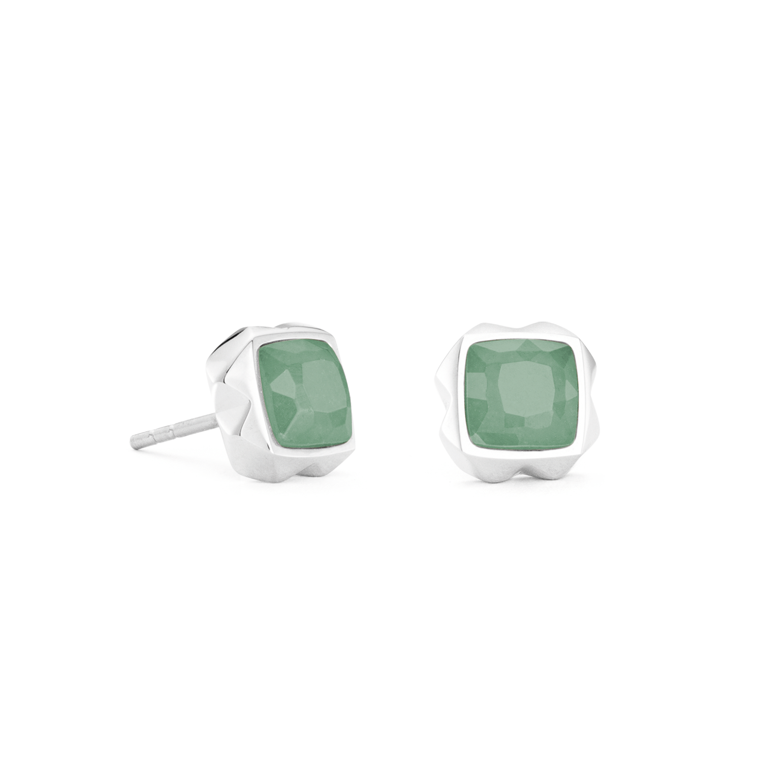 Boucles d'oreilles Spikes Square Aventurine argent-vert