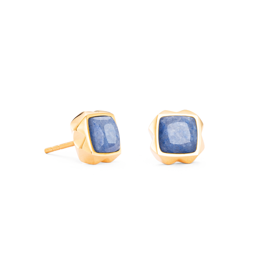 Boucles d'oreilles Spikes Square Aventurine or-bleu