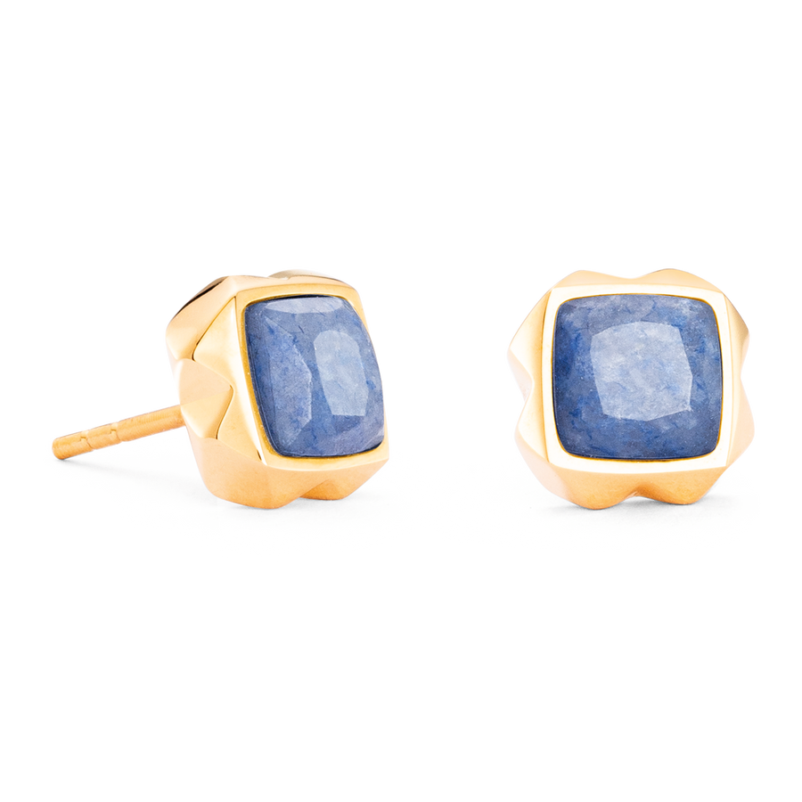 Boucles d'oreilles Spikes Square Aventurine or-bleu