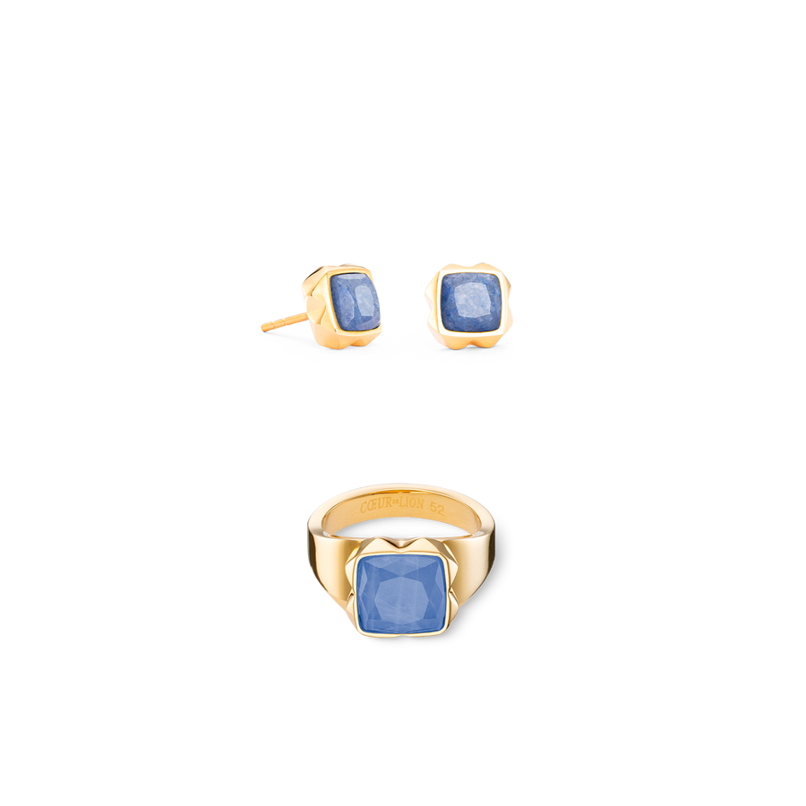Boucles d'oreilles Spikes Square Aventurine or-bleu