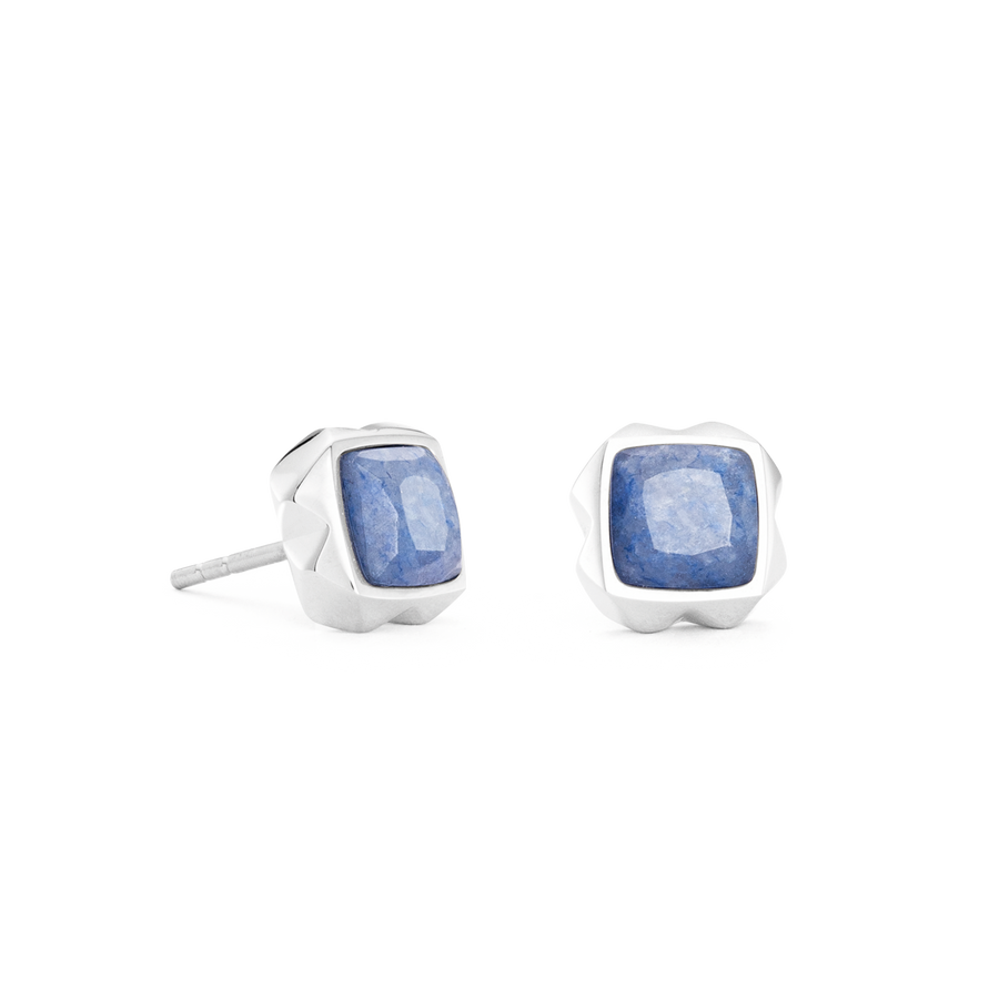 Boucles d'oreilles Spikes Square Aventurine argent-bleu