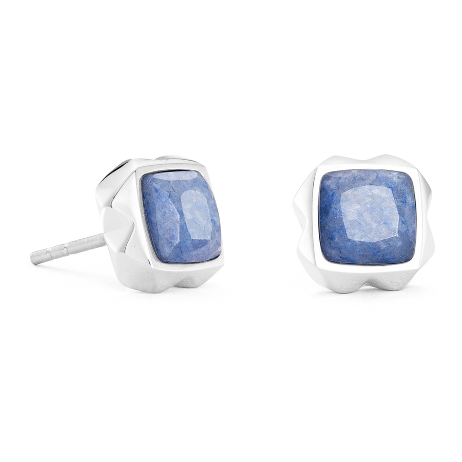 Boucles d'oreilles Spikes Square Aventurine argent-bleu