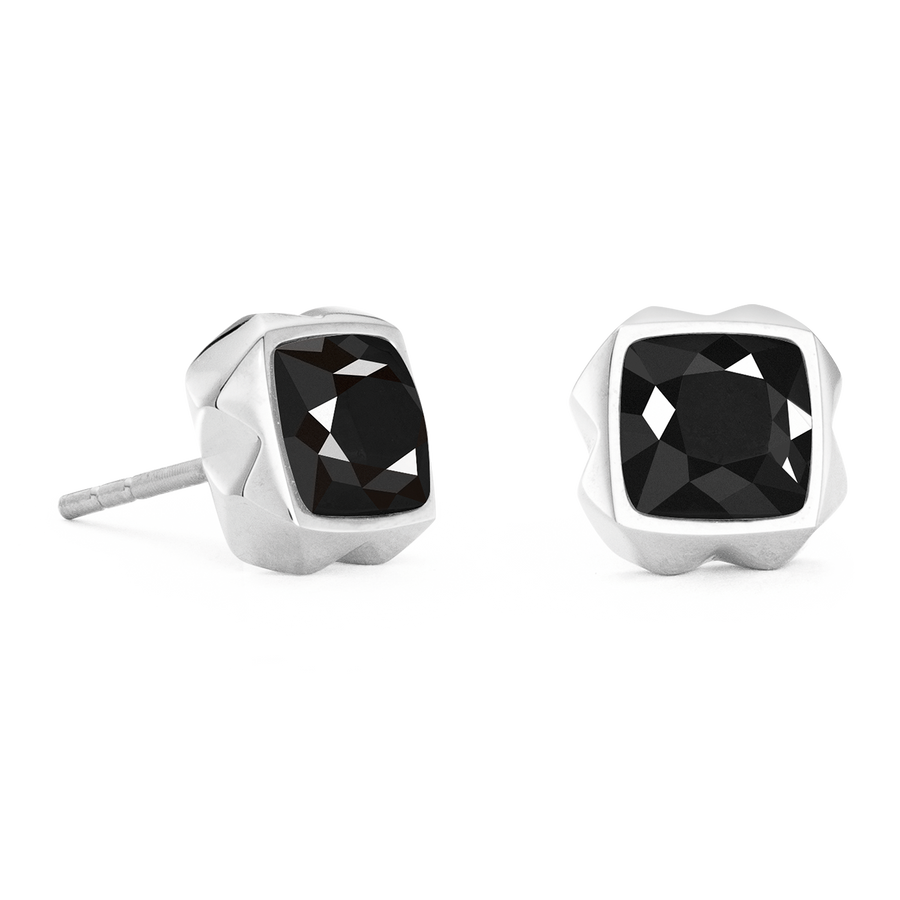 Boucles d'oreilles Spikes Square Onyx argent-noir