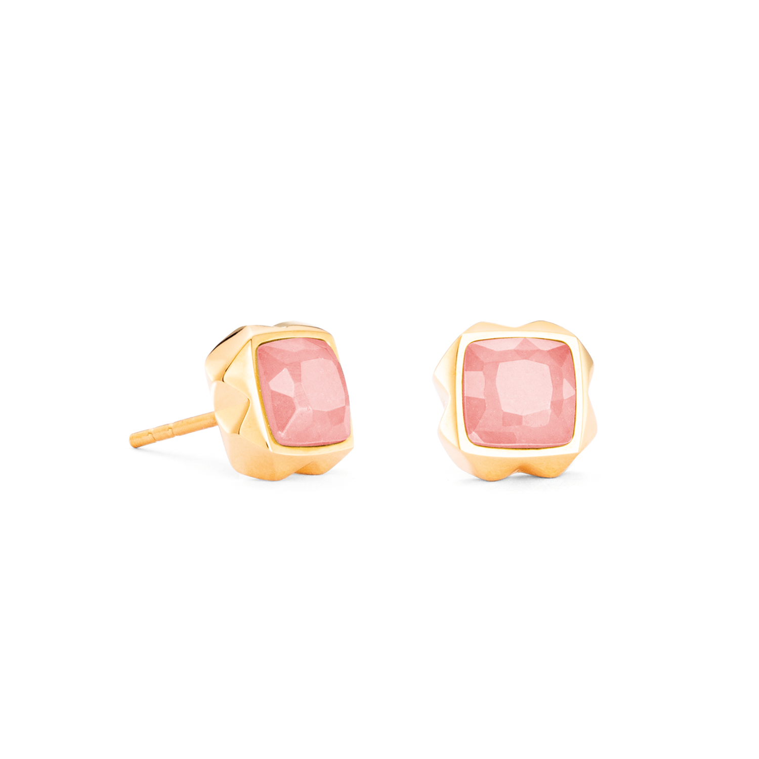 Boucles d'oreilles Spikes Square Quartz or-rose