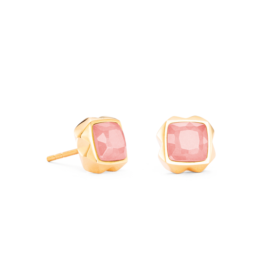 Boucles d'oreilles Spikes Square Quartz or-rose