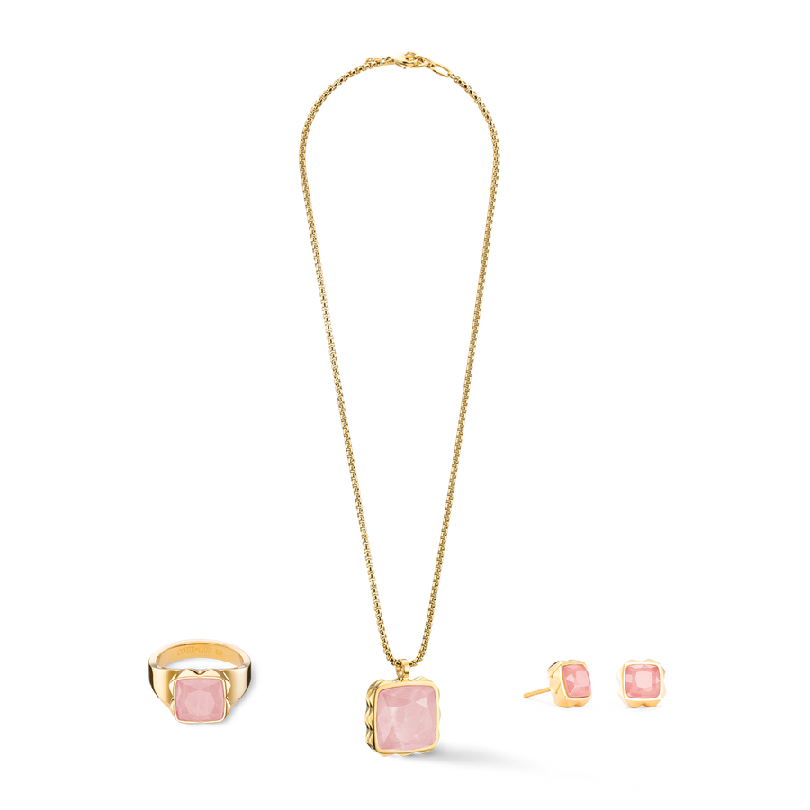 Boucles d'oreilles Spikes Square Quartz or-rose