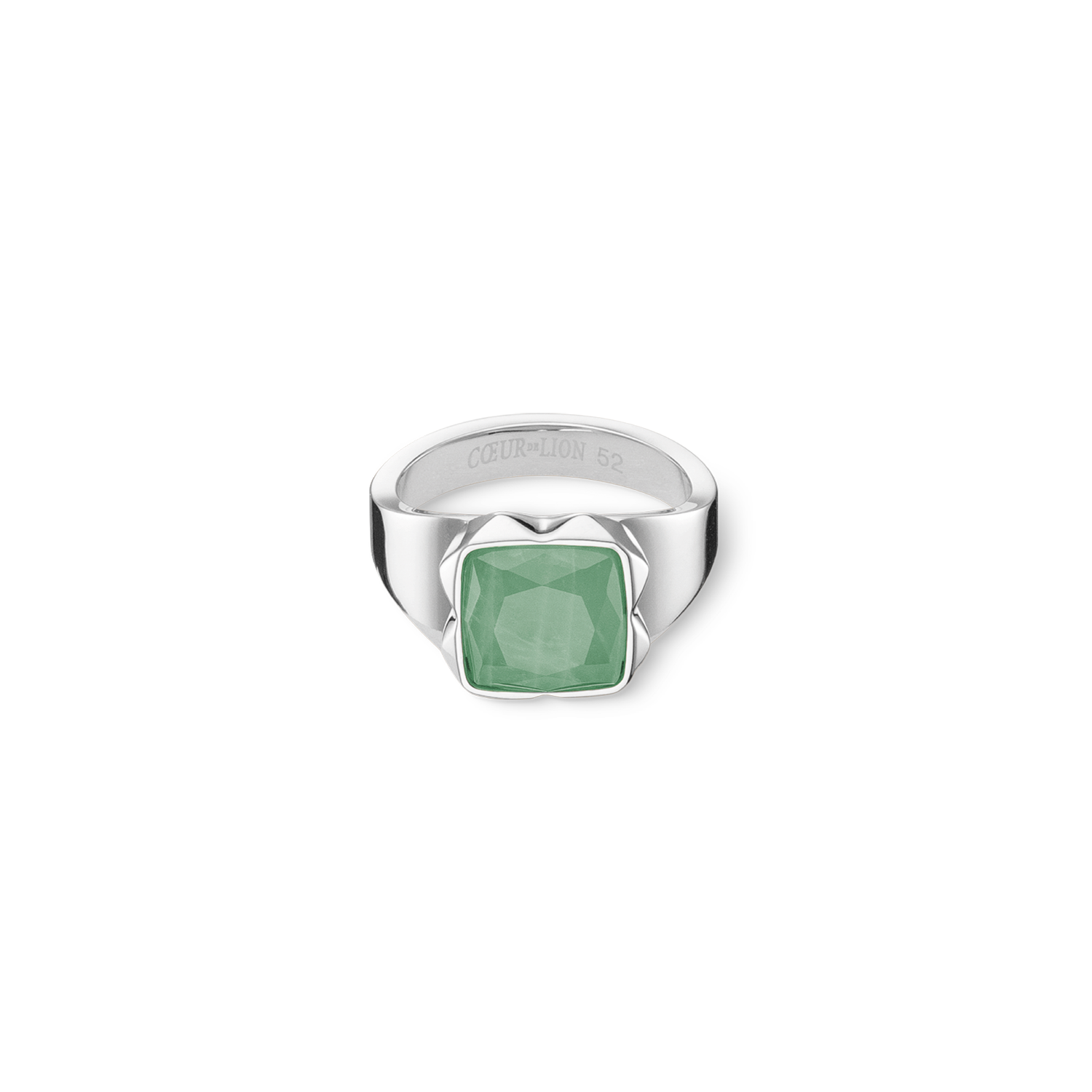 Bague Spikes Square Aventurine argent-vert