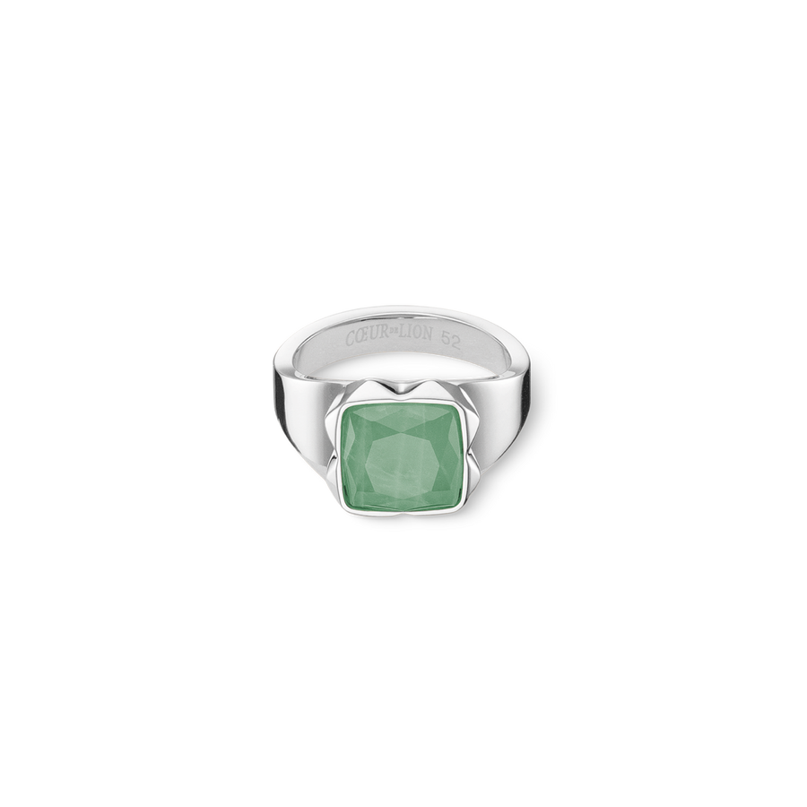 Bague Spikes Square Aventurine argent-vert