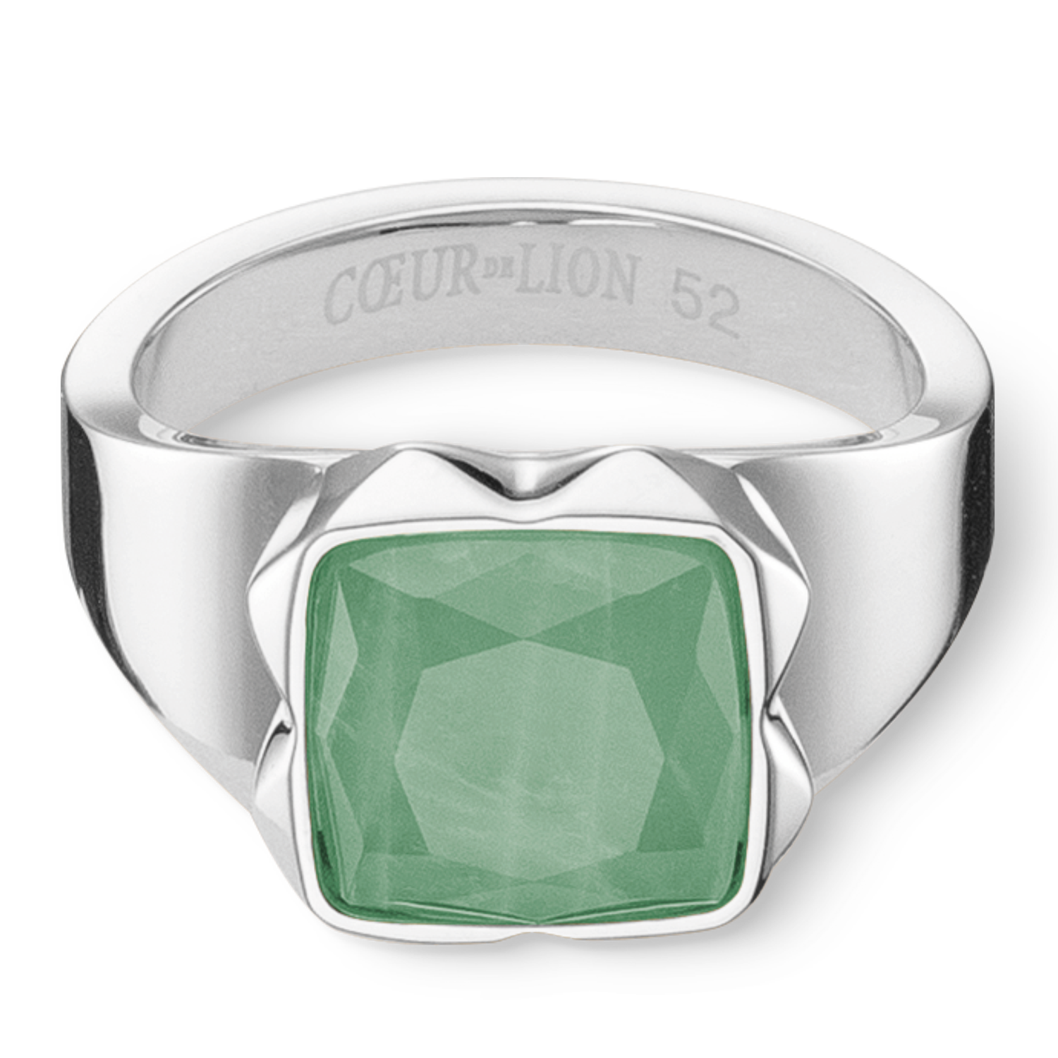 Bague Spikes Square Aventurine argent-vert