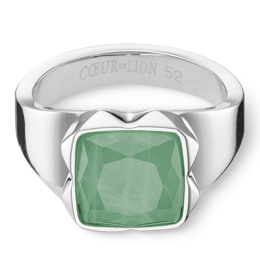 Bague Spikes Square Aventurine argent-vert