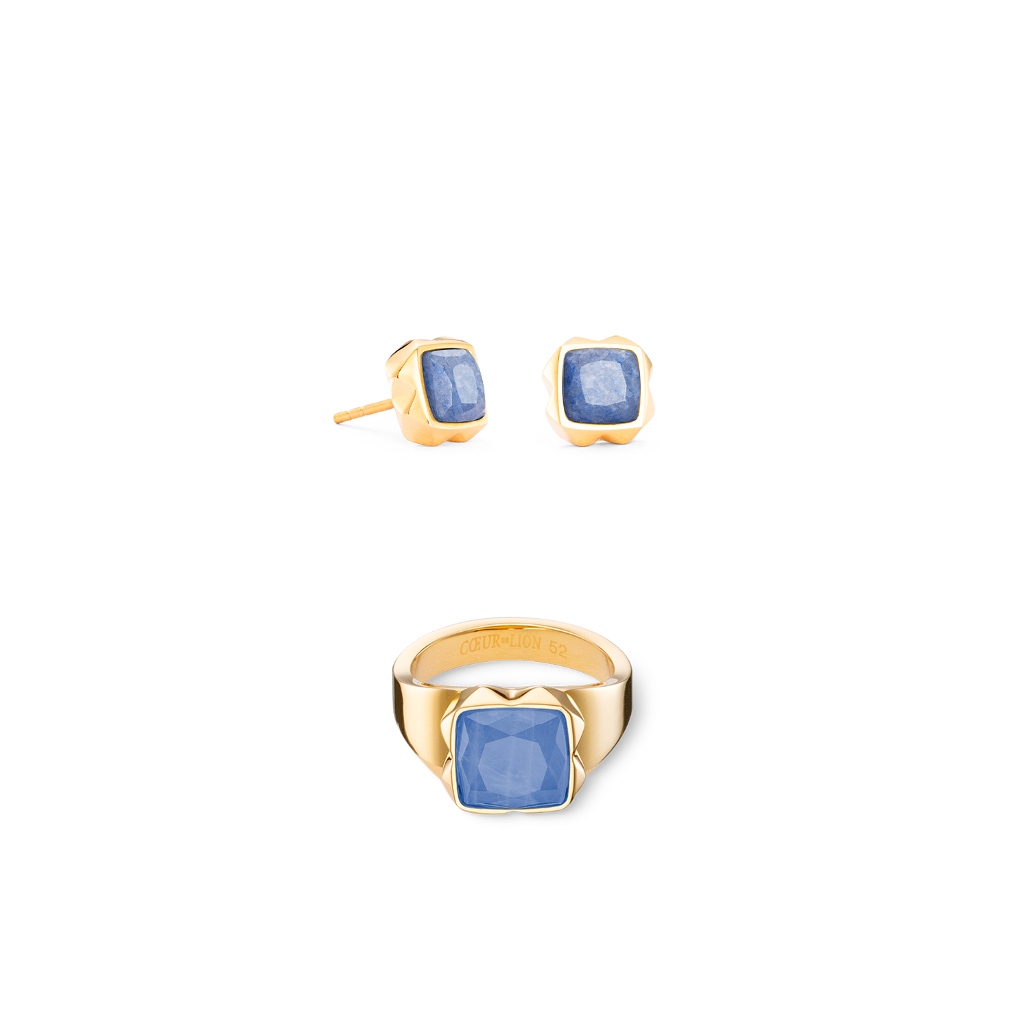 Bague Spikes Square Aventurine or-bleu