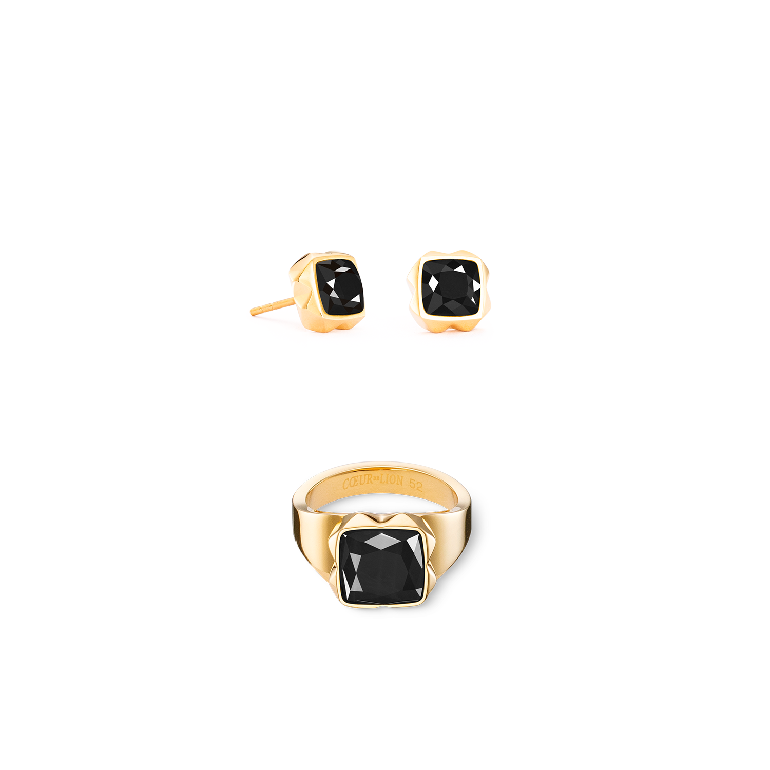 Bague Spikes Square Onyx or-noir