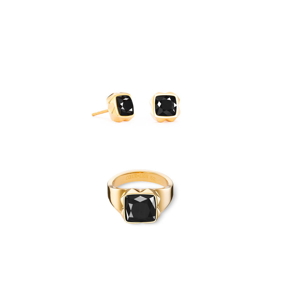 Bague Spikes Square Onyx or-noir