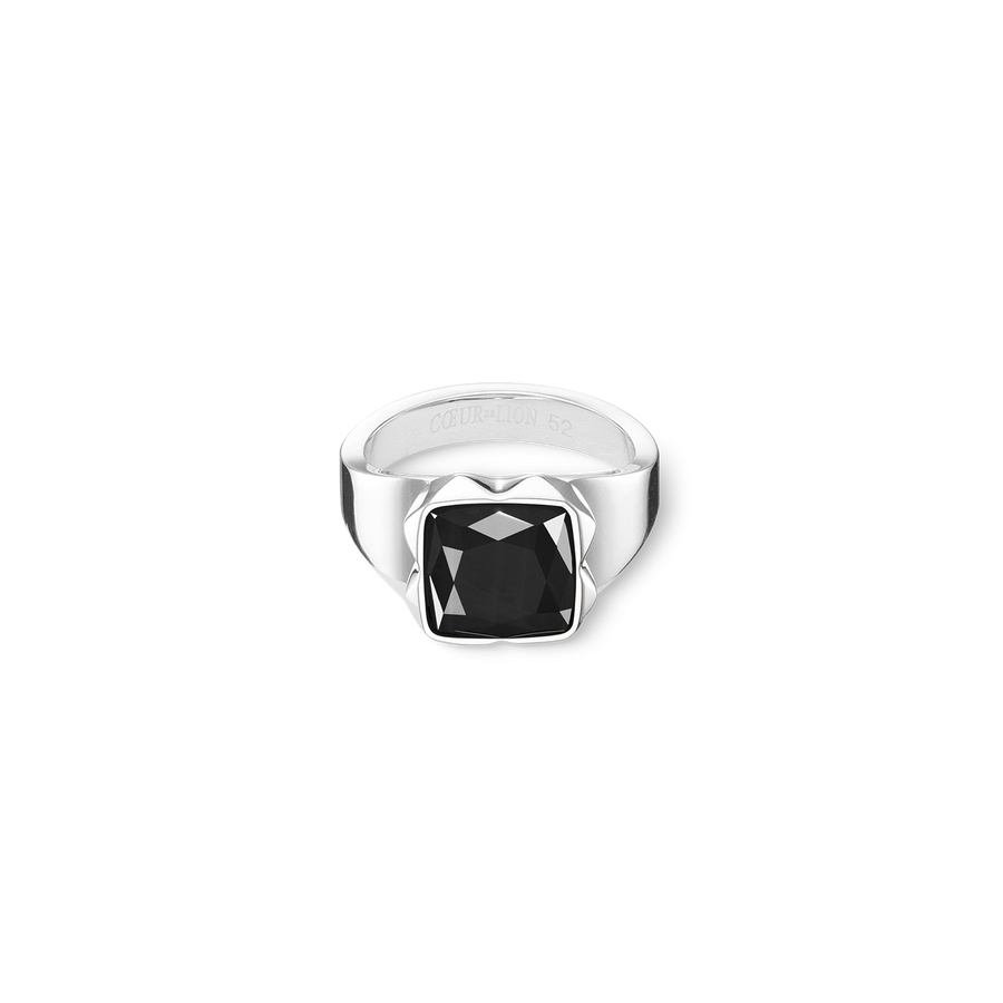 Bague Spikes Square Onyx argent-noir