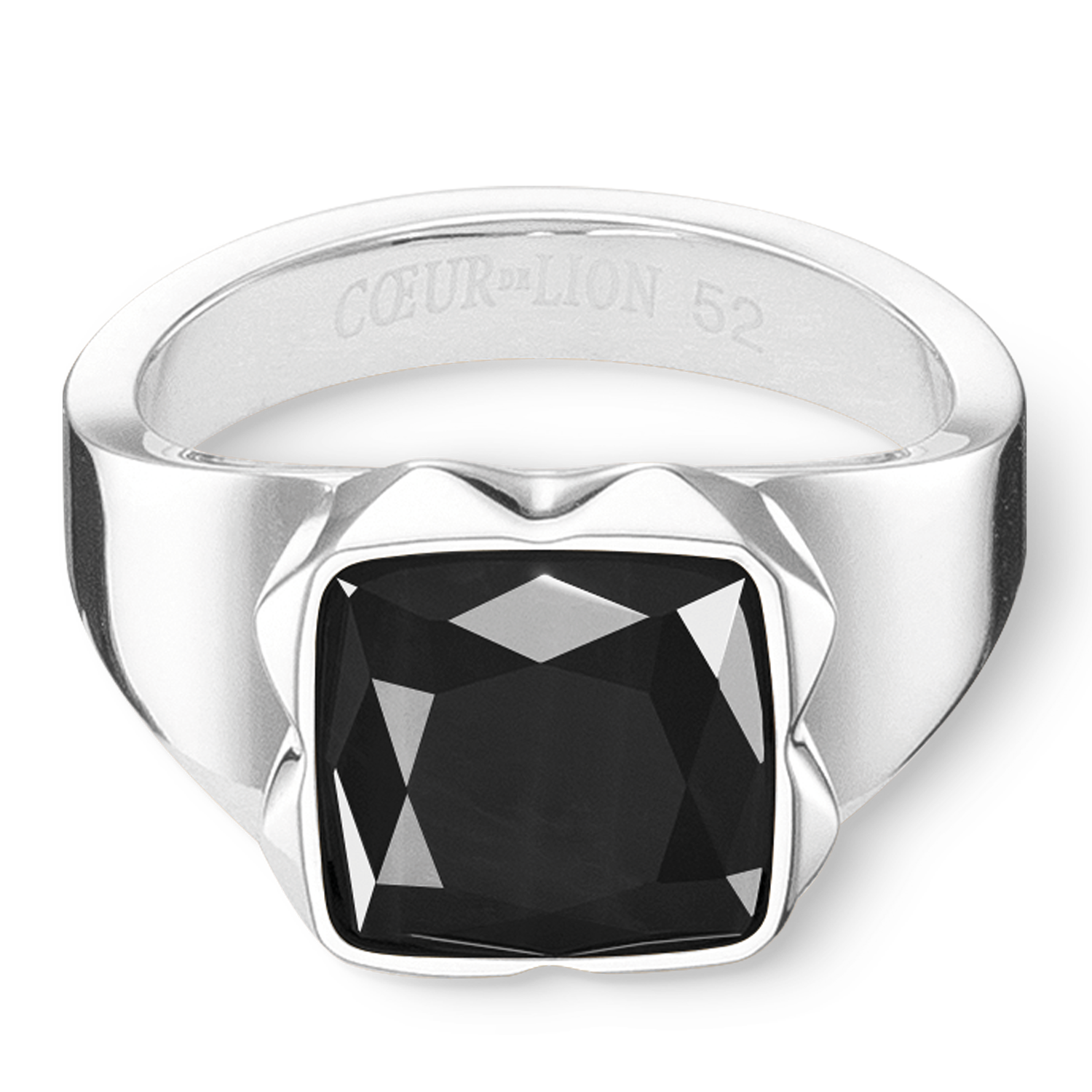 Bague Spikes Square Onyx argent-noir