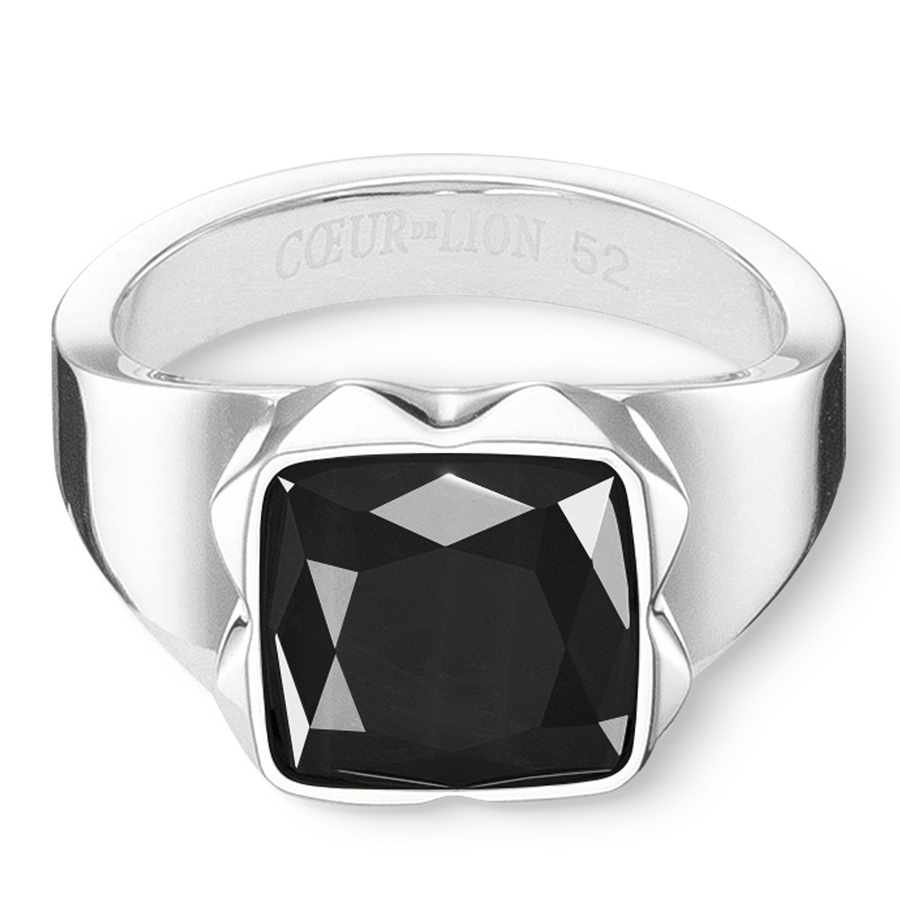 Bague Spikes Square Onyx argent-noir