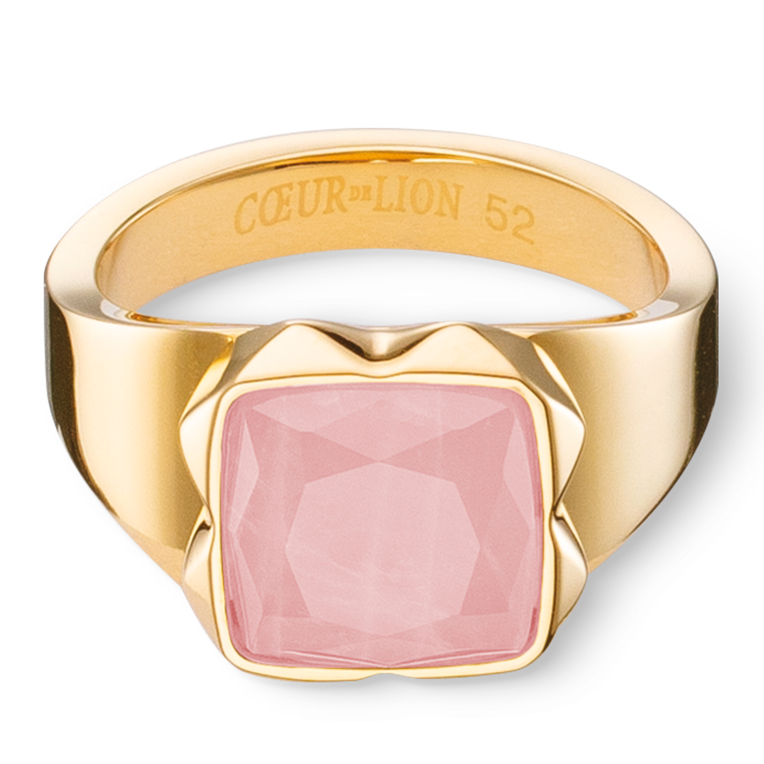 Bague Spikes Square quartz or-rose