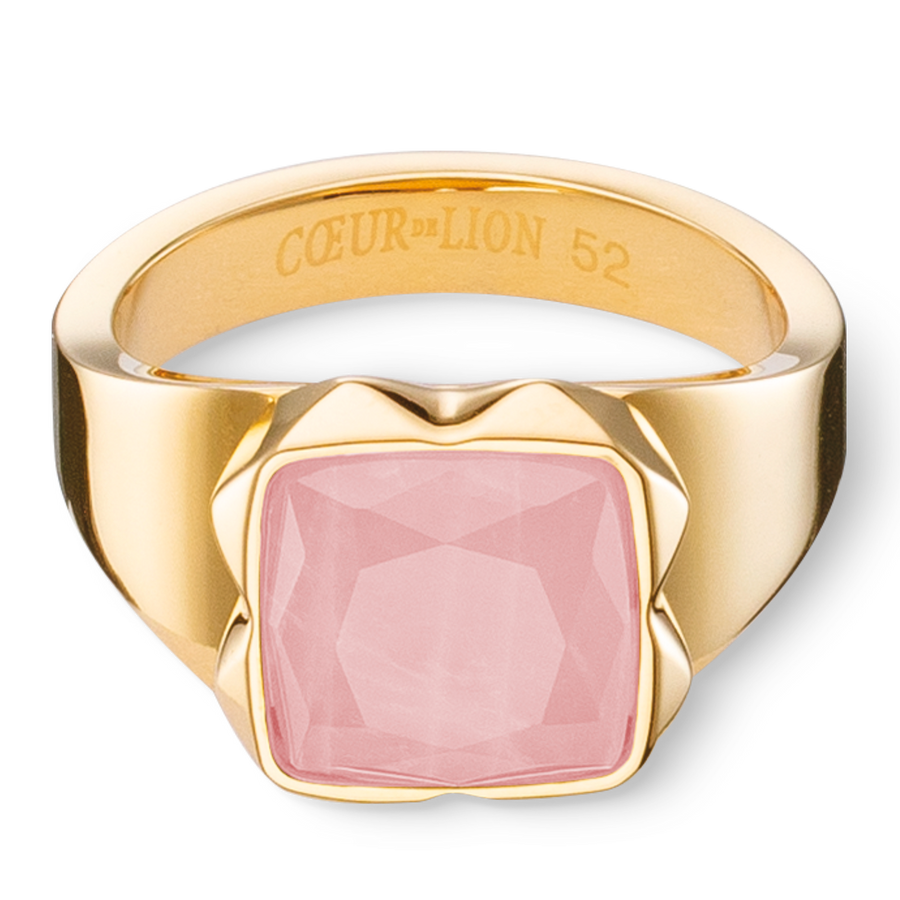 Bague Spikes Square quartz or-rose