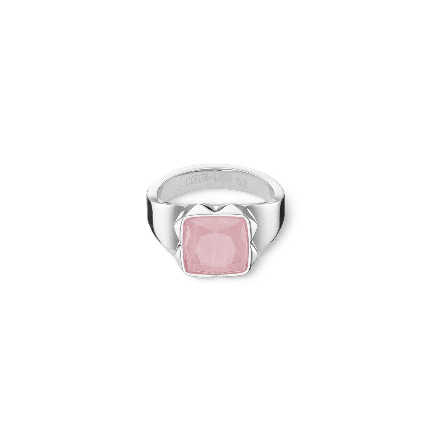 Bague Spikes Square quartz argent-rose