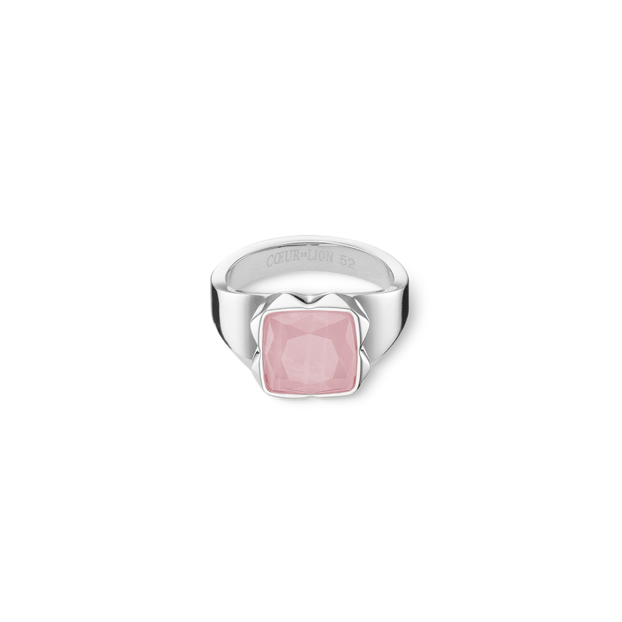 Bague Spikes Square quartz argent-rose