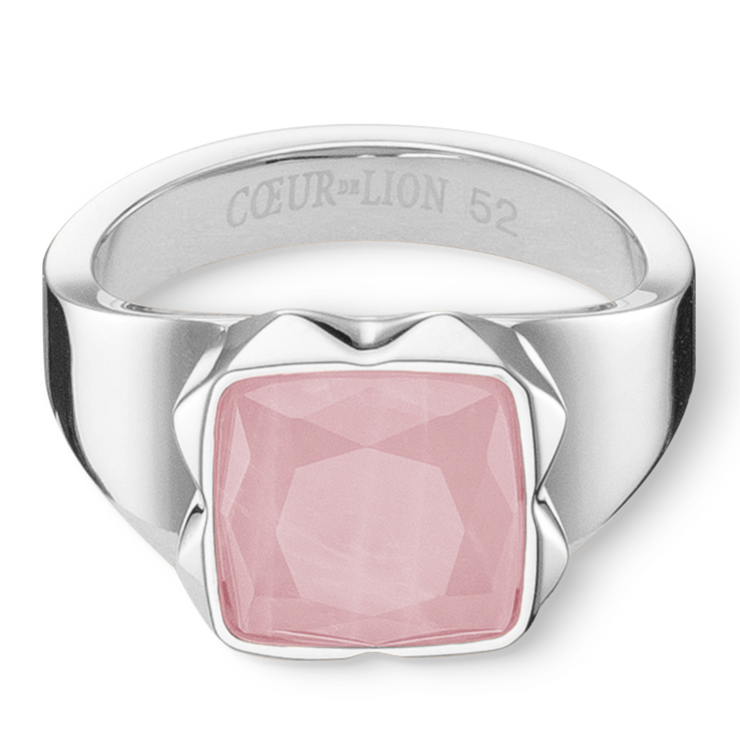 Bague Spikes Square quartz argent-rose