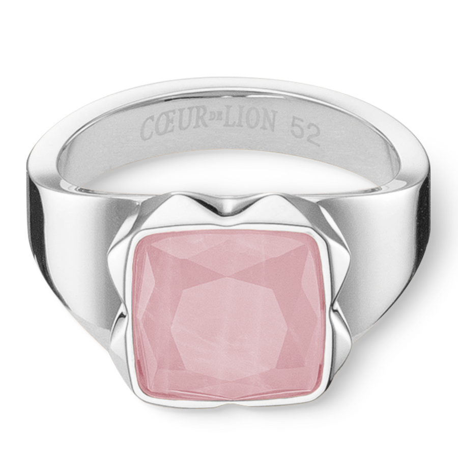 Bague Spikes Square quartz argent-rose