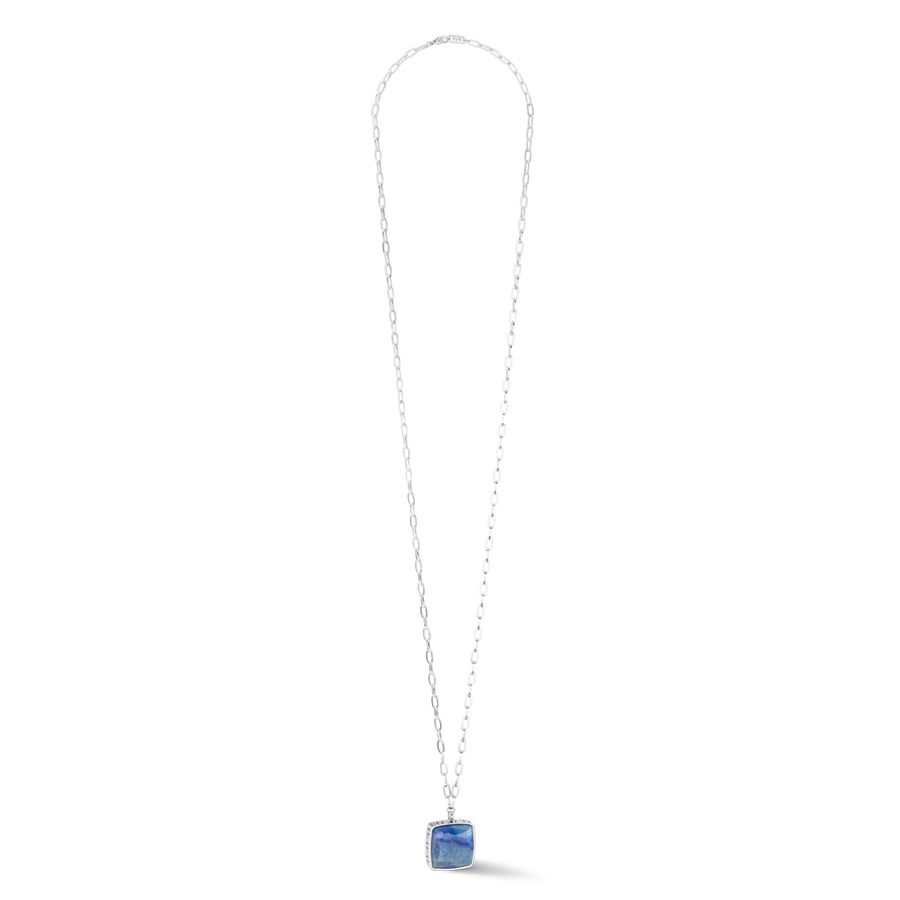 Collier OE Amulette Square Aventurine argent-bleu