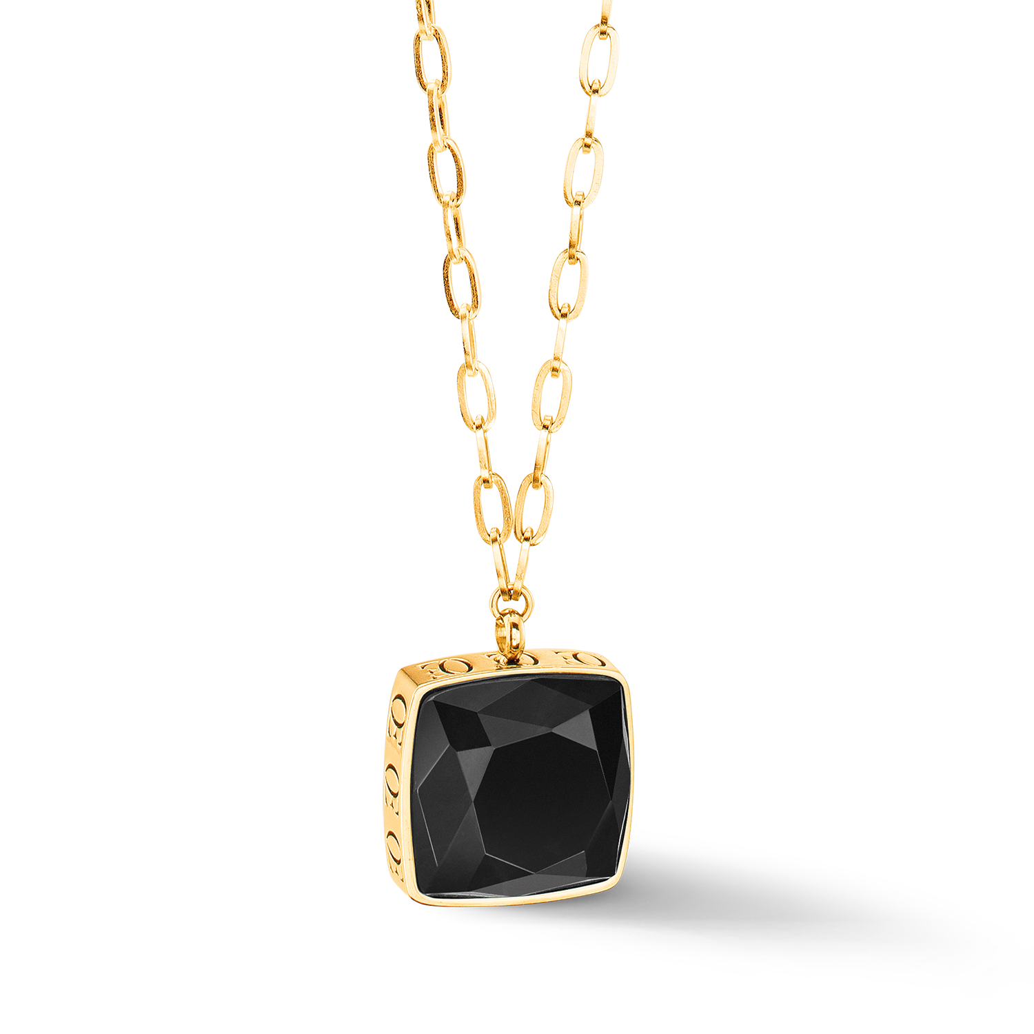 Collier OE Amulette Square Onyx or-noir