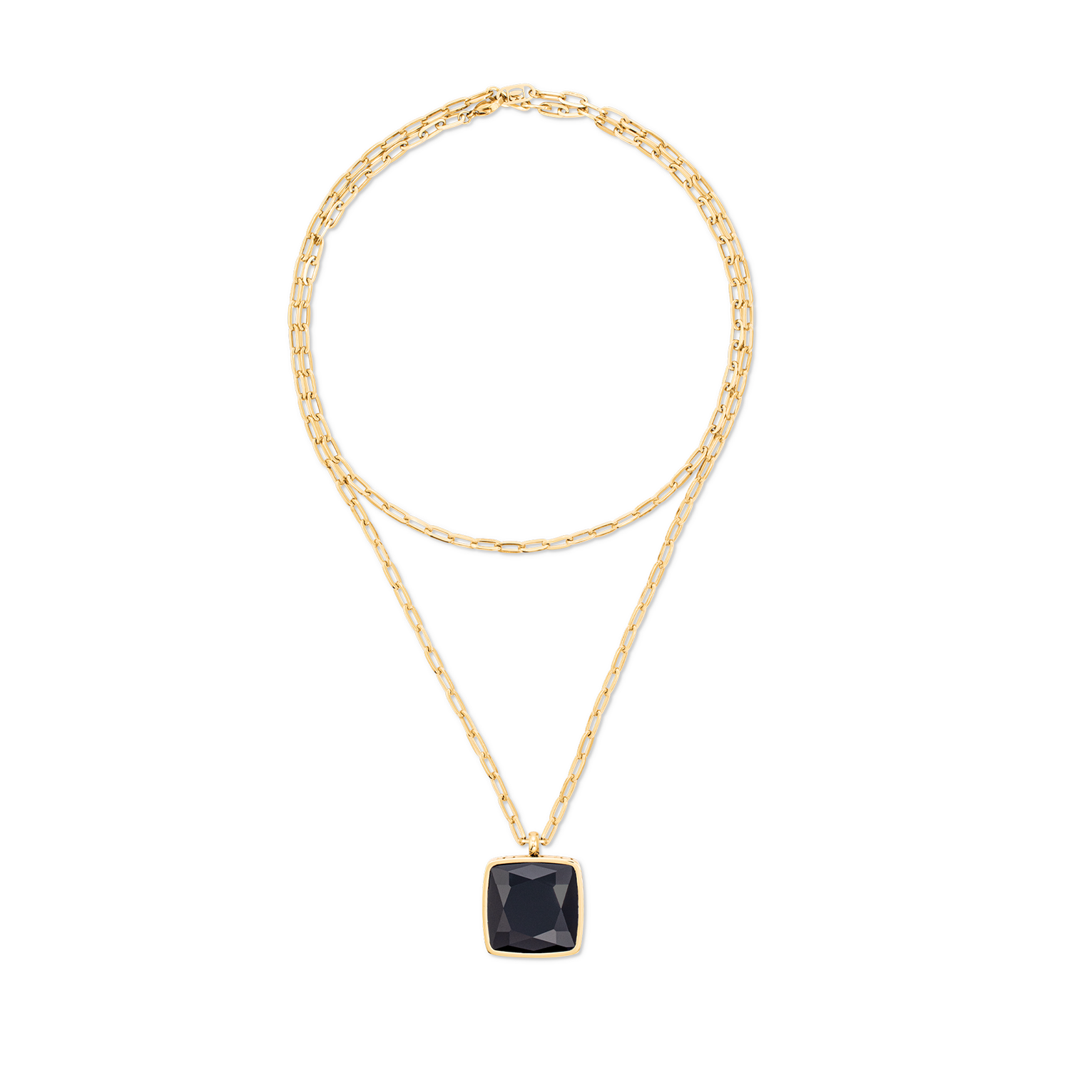 Collier OE Amulette Square Onyx or-noir