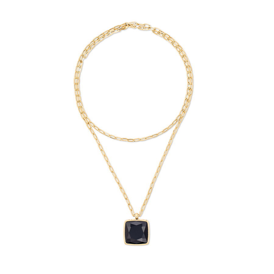 Collier OE Amulette Square Onyx or-noir