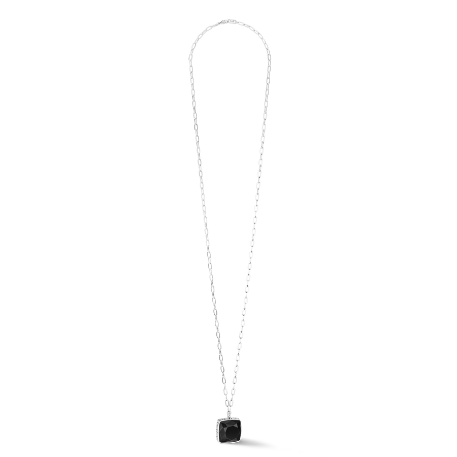 Collier OE Amulette Square Onyx argent-noir